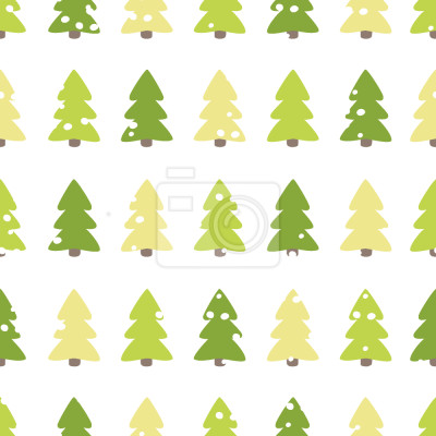 Papier peint à motif  Conifères sur fond blanc