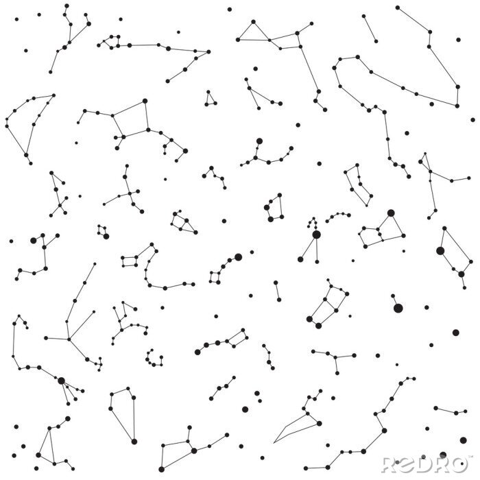 Papier peint à motif  Constellation, ciel, nuit, modèle, bnw