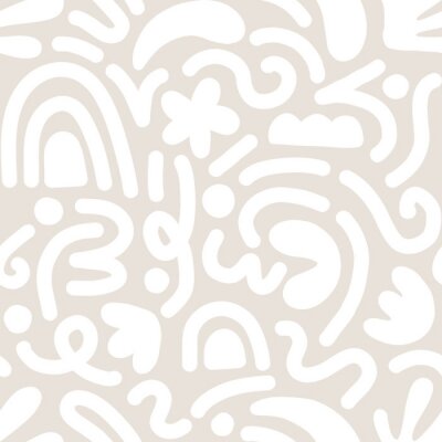 Papier peint à motif  Contemporary art collage with abstract shapes. Vector seamless pattern with Scandinavian cut out elements.