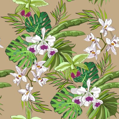 Papier peint à motif  Contexte tropical.