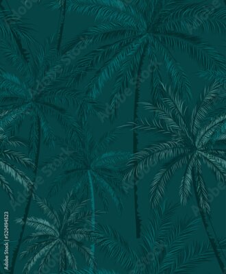 Papier peint à motif  Contour vert foncé des palmiers