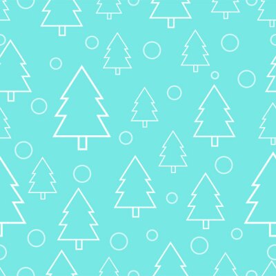 Papier peint à motif  Contours blancs des arbres sur fond bleu