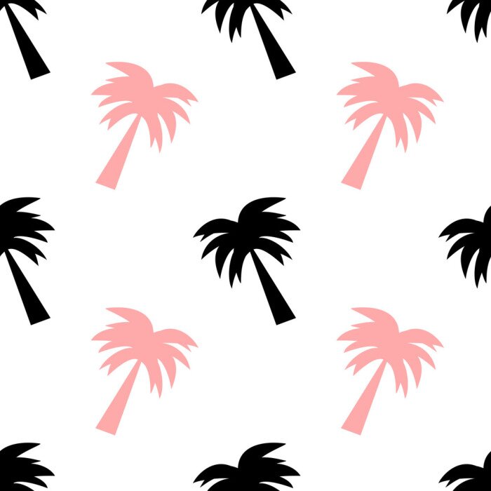 Papier peint à motif  Contours noirs et roses des arbres