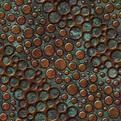 Papier peint à motif  Copper seamless texture with dots pattern on a oxide metallic background, 3d illustration
