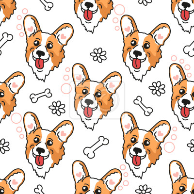 Papier peint à motif  Corgi gallois drôle