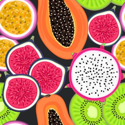 Papier peint à motif  Coupes transversales de fruits tropicaux