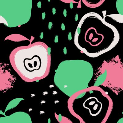 Papier peint à motif  Coupes transversales de pommes dans un style abstrait