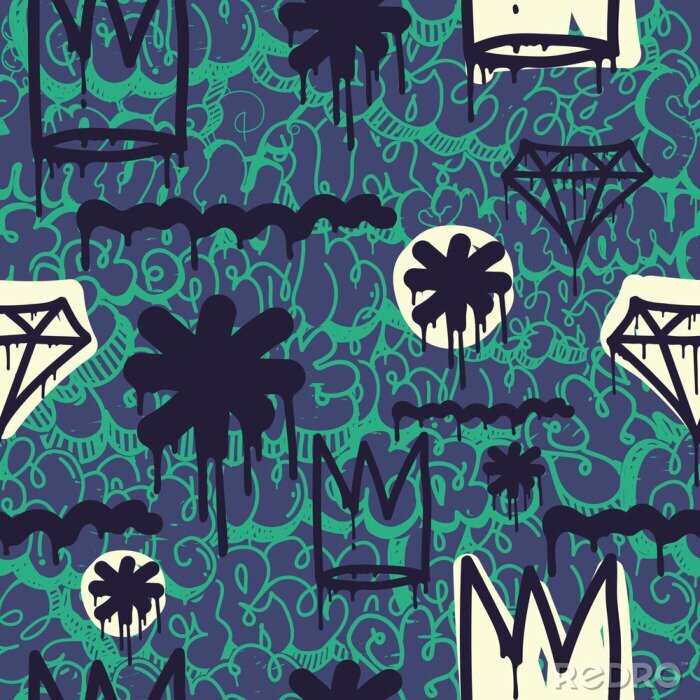 Papier peint à motif  Couronnes et diamants pour jeunes