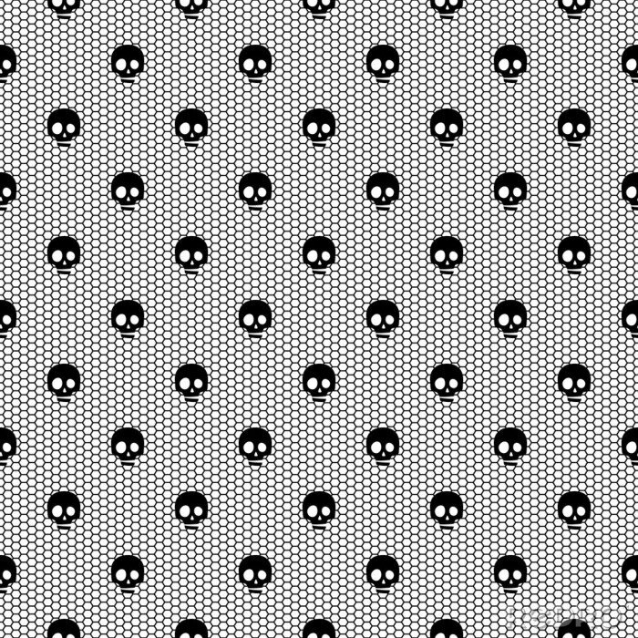 Papier peint à motif  Crânes noirs sur fond blanc