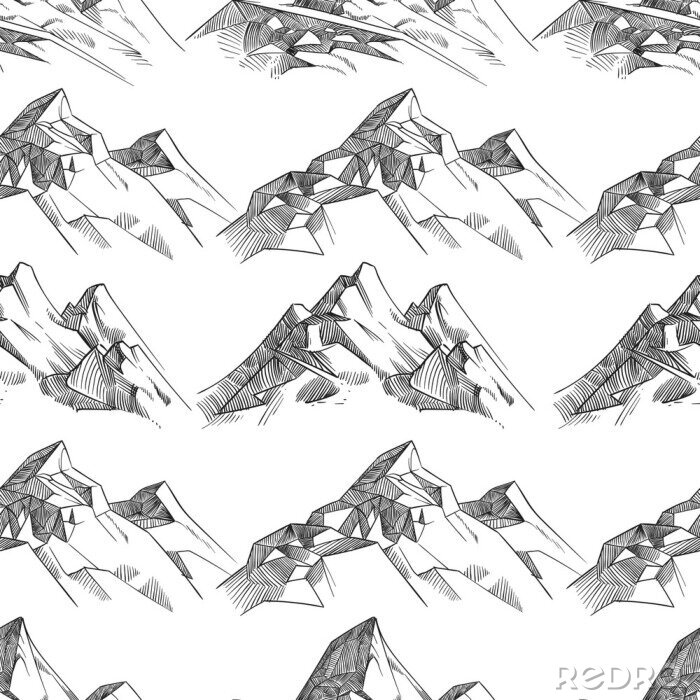 Papier peint à motif  Croquis des collines de la montagne