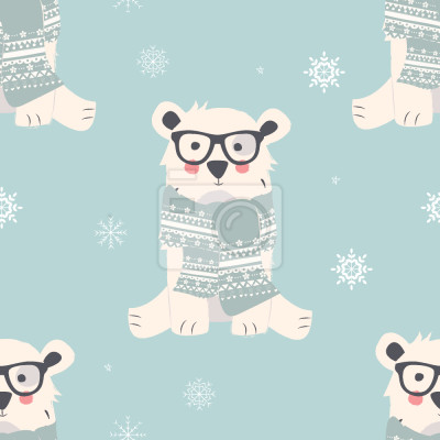 Papier peint à motif  Cute Polar Bears