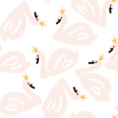 Papier peint à motif  Cygnes royaux