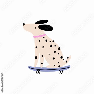 Sticker  Dalmatien sur un skateboard