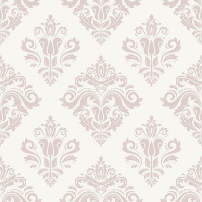 Papier peint à motif  Damassé Seamless. Orient Fond rose