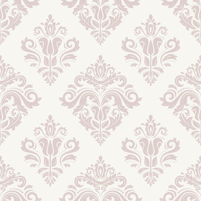 Papier peint à motif  Damassé Seamless. Orient Fond rose