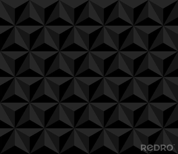 Papier peint à motif  dark pyramid. vector seamless pattern with triangles. black geometric background. visual illusion