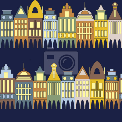 Papier peint à motif  De maisons Rangée