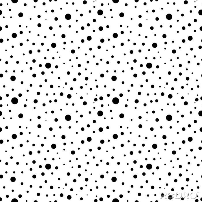 Papier peint à motif  Décoration blanche avec des points noirs de différentes tailles