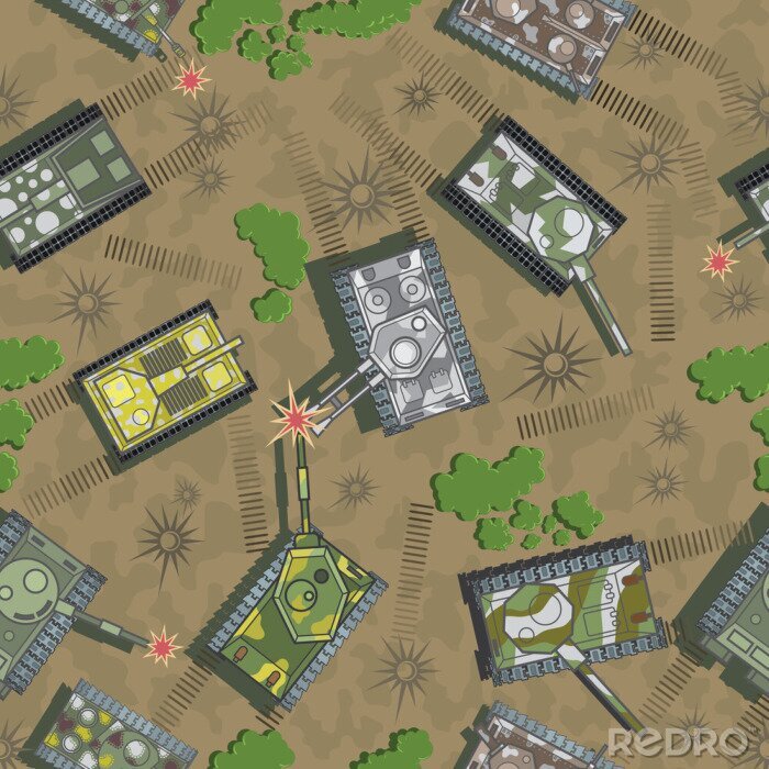 Papier peint à motif  Des chars sur le champ de bataille