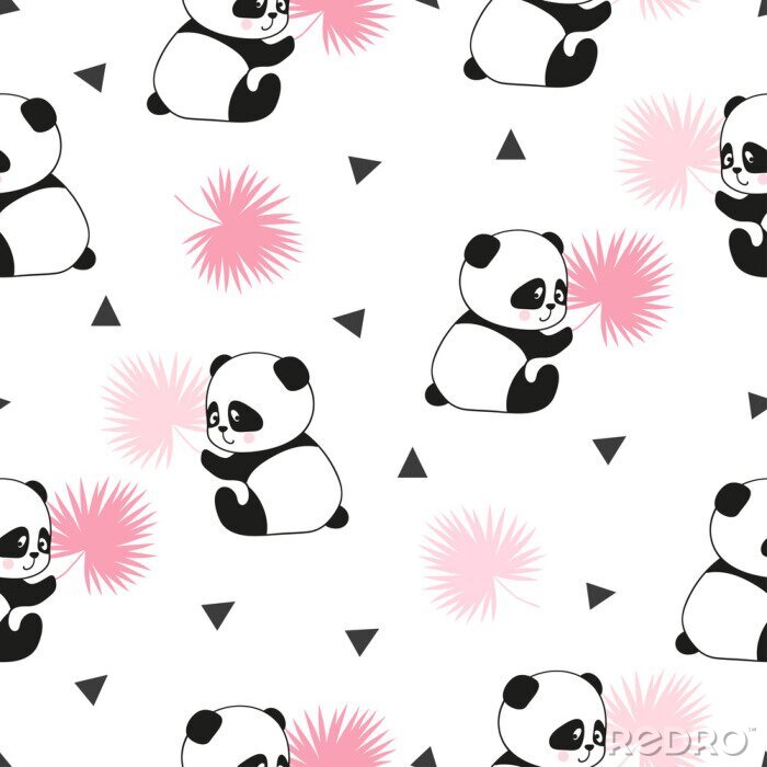 Papier peint à motif  Des mignons petits pandas