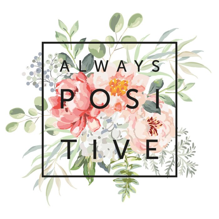 Papier peint à motif  Des pivoines roses et un slogan engageant