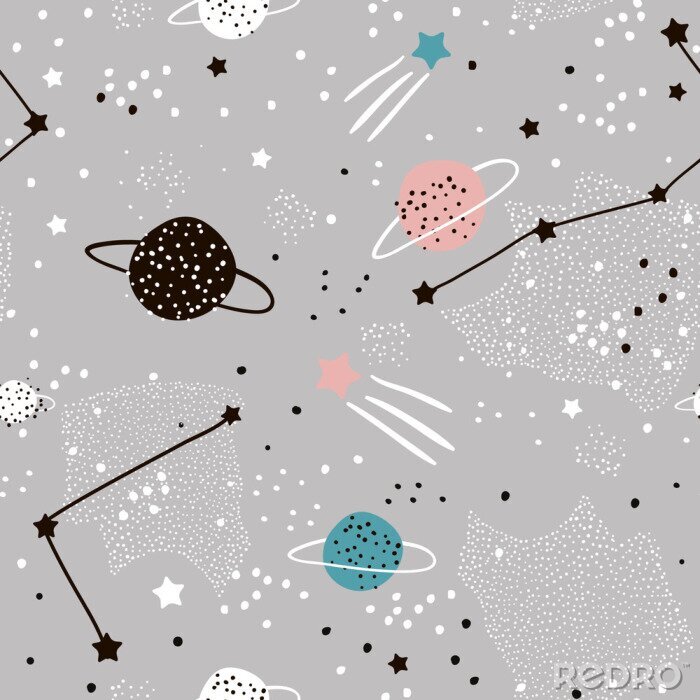 Papier peint à motif  Des planètes et des étoiles