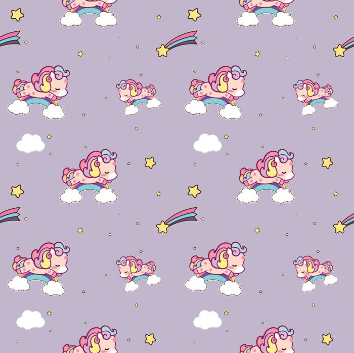 Papier peint à motif  Des poneys sur un arc-en-ciel