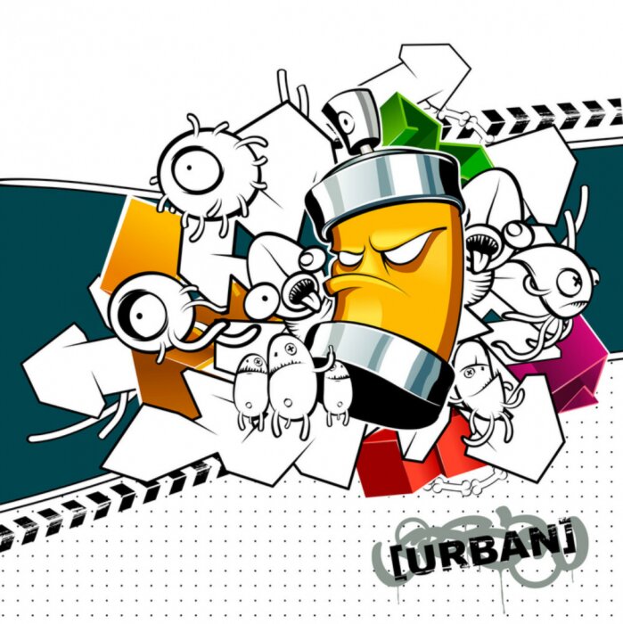 Papier peint à motif  Des pots de peinture et de drôles de créatures