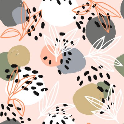 Papier peint à motif  Design scandinave moderne avec des fleurs