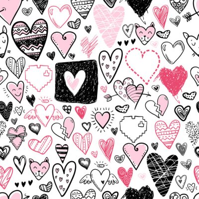 Papier peint à motif  Dessin avec des cœurs