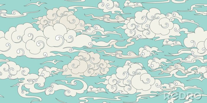 Papier peint à motif  Dessin avec des nuages