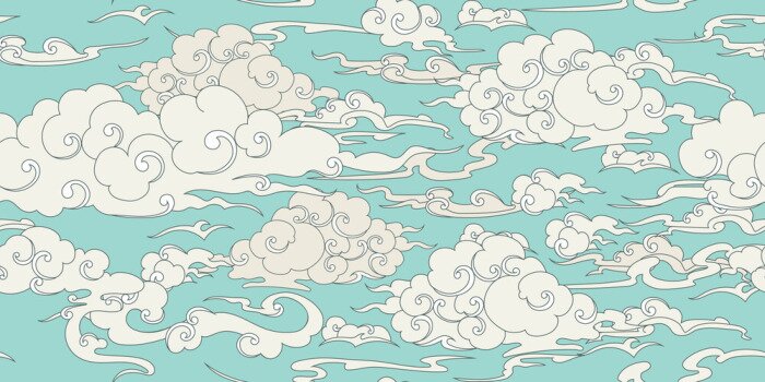 Papier peint à motif  Dessin avec des nuages