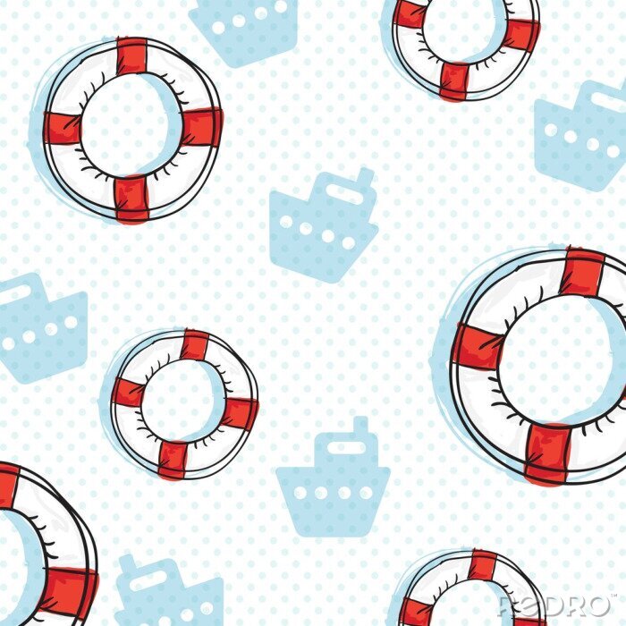 Papier peint à motif  Dessin d'une bouée de sauvetage