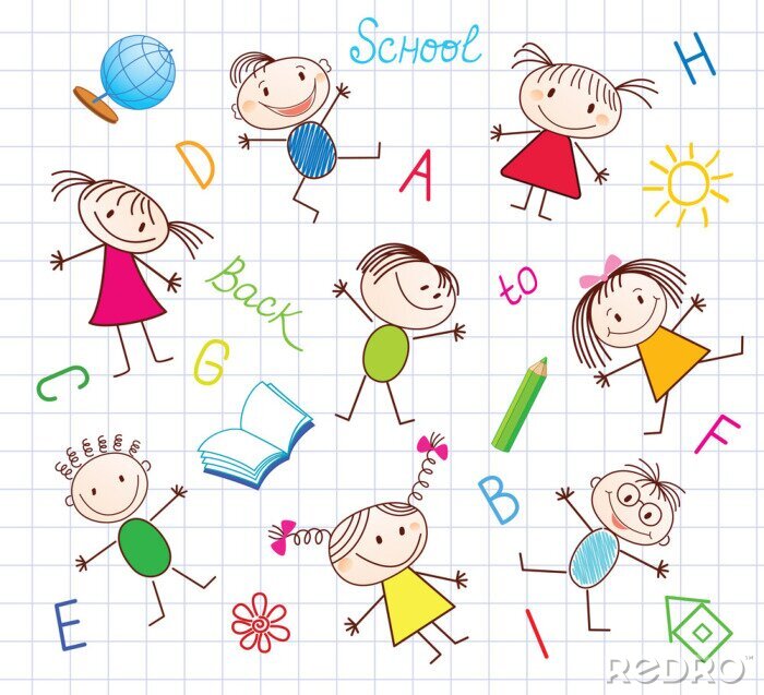 Papier peint à motif  Dessin dans un cahier motif école