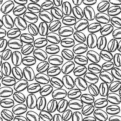 Papier peint à motif  Dessin de grains de café en noir et blanc