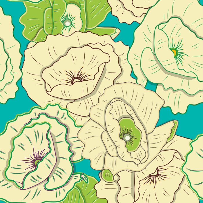 Papier peint à motif  Dessin de grandes fleurs