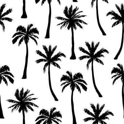 Papier peint à motif  Dessin de palmiers noirs