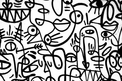 Dessin noir et blanc : abstraction style graffiti
