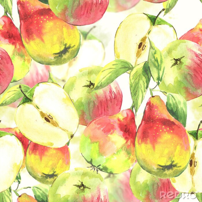 Papier peint à motif  Dessin rustique de pommes