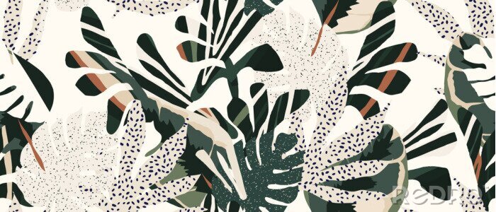 Papier peint à motif  Dessin végétal style abstrait moderne