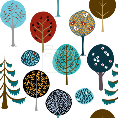 Papier peint à motif  Différents types d'arbres