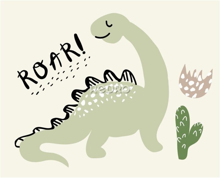 Papier peint à motif  Dinosaure herbivore vert