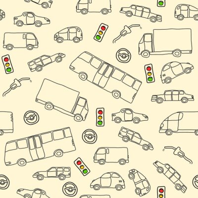 Papier peint à motif  doodle de transport - illustration vectorielle