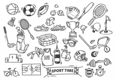 Papier peint à motif  Doodle sur le thème du sport