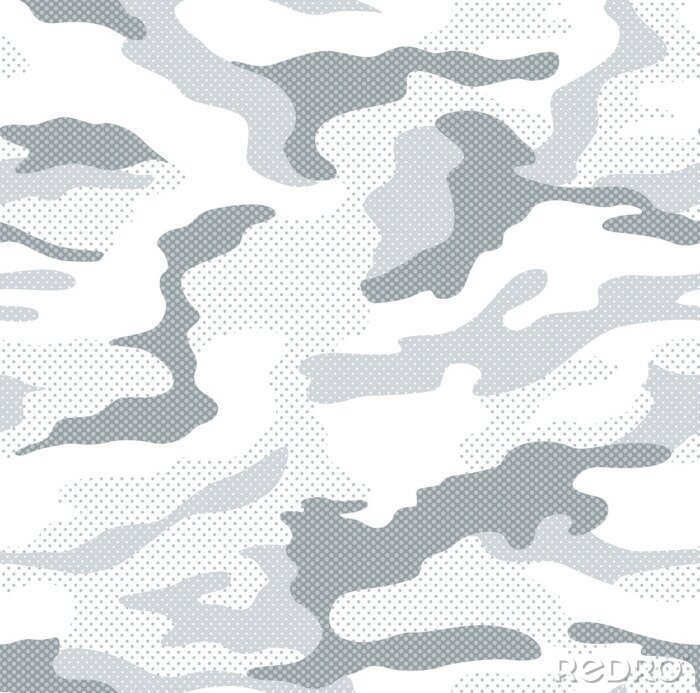 Papier peint à motif  Dot pattern camouflage seamless background in white