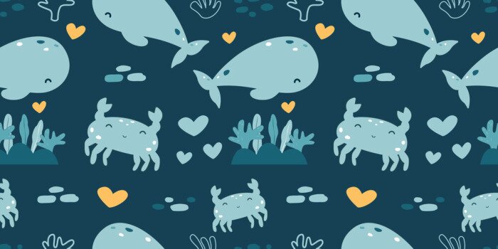 Papier peint à motif  Drôle de vie dans un univers sous-marin