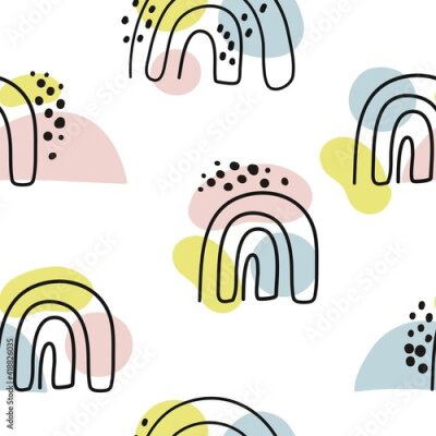 Papier peint à motif  Éclaboussures de couleurs et arcs-en-ciel