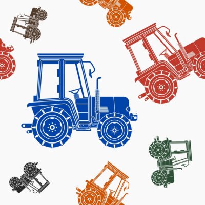 Papier peint à motif  Editable Farm Tractor Illustration Vectorisée Seamless Pattern