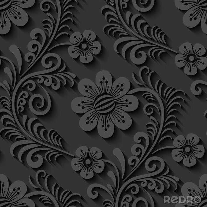 Papier peint à motif  Élégant 3d motif floral sans soudure. Illustration vectorielle