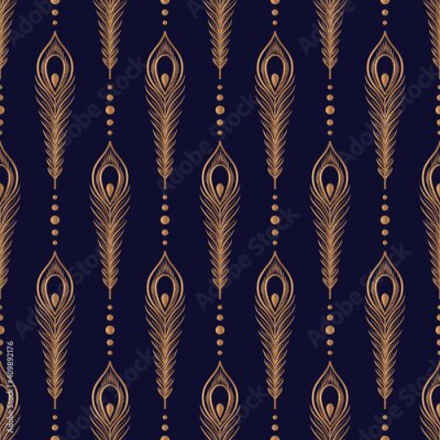 Papier peint à motif  Élégant motif de plumes de paon